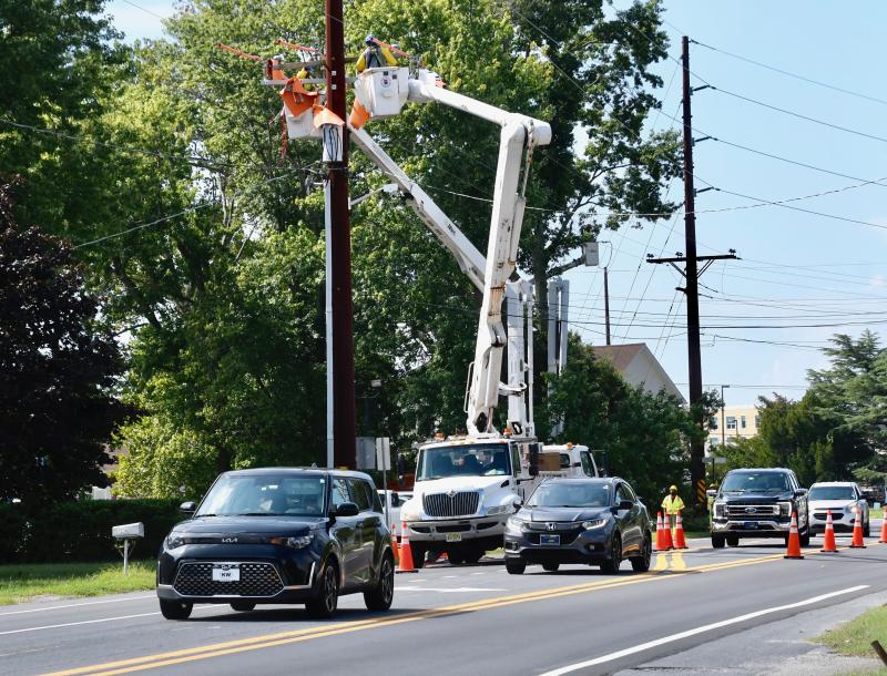 Several trees at the intersection of Savannah Road and Wescoats Road have been cut down in the right of way to allow line crews to access poles.